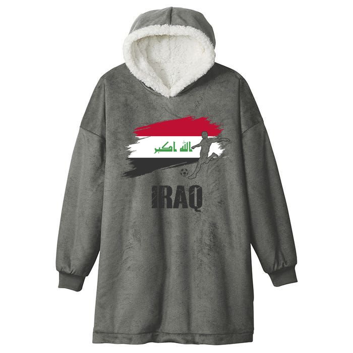 Iraq Football Team Player Flag Hooded Wearable Blanket