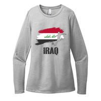 Iraq Football Team Player Flag Womens CVC Long Sleeve Shirt