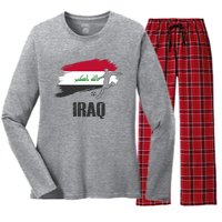 Iraq Football Team Player Flag Women's Long Sleeve Flannel Pajama Set 