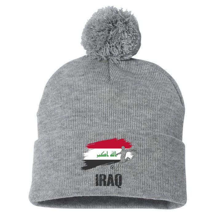 Iraq Football Team Player Flag Pom Pom 12in Knit Beanie