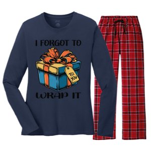 I Forgot To Wrap It Funny Christmas Pregnancy Announcement Women's Long Sleeve Flannel Pajama Set 