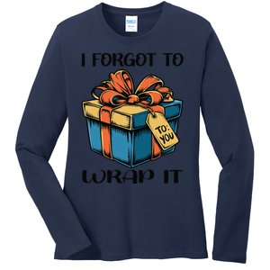 I Forgot To Wrap It Funny Christmas Pregnancy Announcement Ladies Long Sleeve Shirt