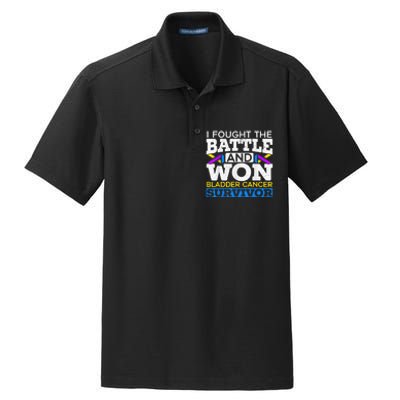 I Fought The Battle And Won Bladder Cancer Survivor Dry Zone Grid Polo