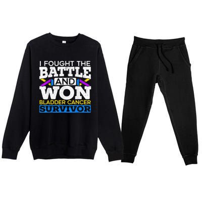 I Fought The Battle And Won Bladder Cancer Survivor Premium Crewneck Sweatsuit Set