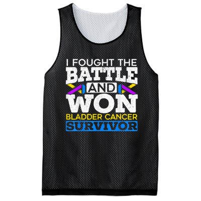 I Fought The Battle And Won Bladder Cancer Survivor Mesh Reversible Basketball Jersey Tank