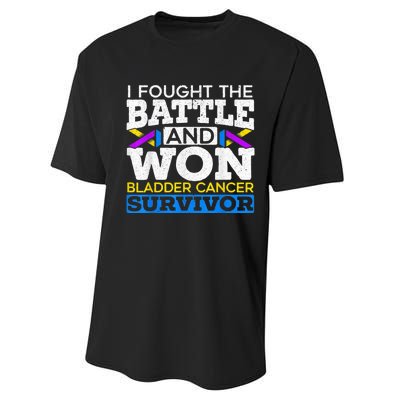 I Fought The Battle And Won Bladder Cancer Survivor Performance Sprint T-Shirt