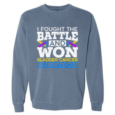 I Fought The Battle And Won Bladder Cancer Survivor Garment-Dyed Sweatshirt