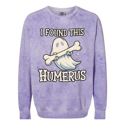 I Found This Humerus Halloween Ghost Bone Humorous Funny Colorblast Crewneck Sweatshirt