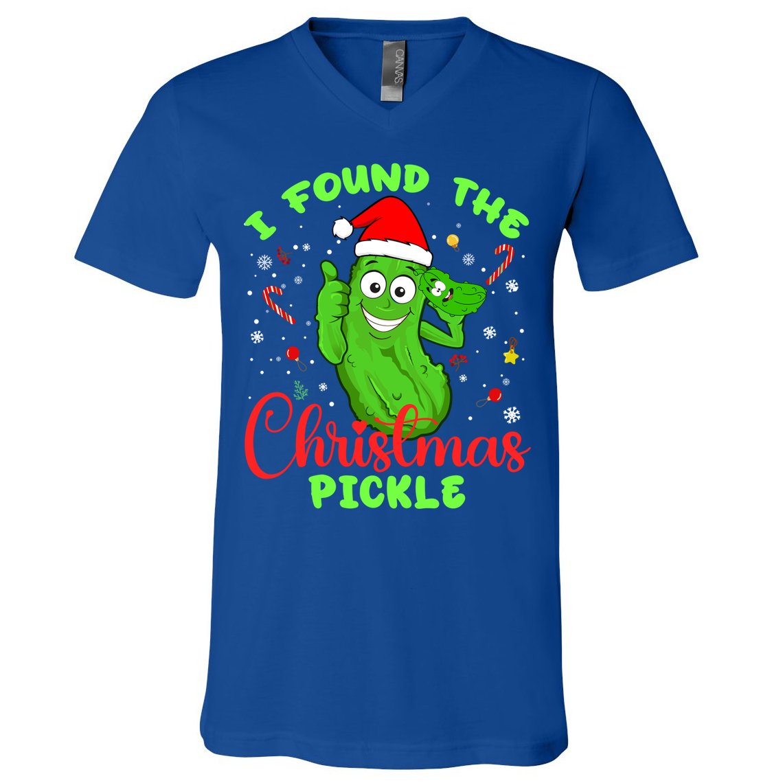 I Found The Christmas Pickle Funny Xmas Party Gift V-Neck T-Shirt