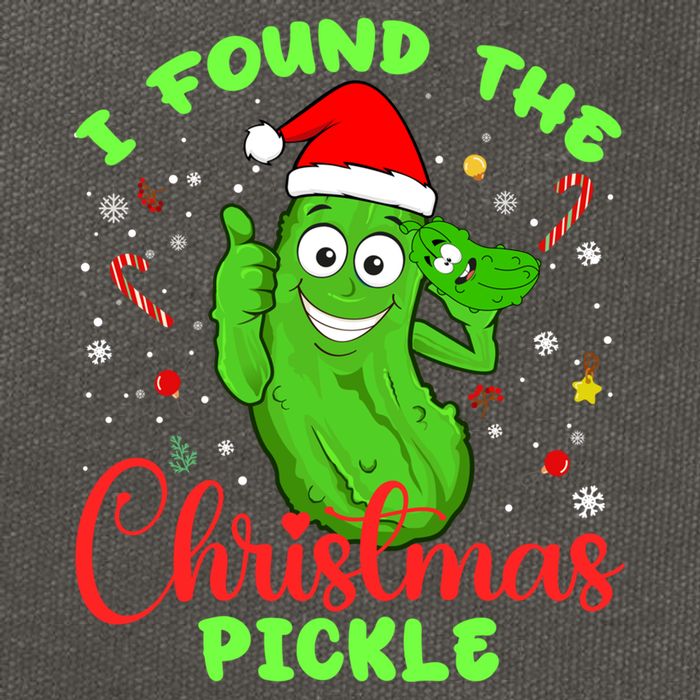 I Found The Christmas Pickle Funny Xmas Party Gift Cotton Canvas Backpack