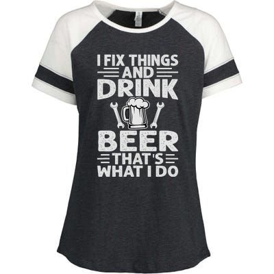 I Fix Things And Drink Beer That's What I Do - Funny Enza Ladies Jersey Colorblock Tee