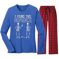 I Found This Humerus Funny Skeleton Women's Long Sleeve Flannel Pajama Set 