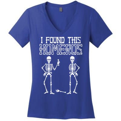 I Found This Humerus Funny Skeleton Women's V-Neck T-Shirt