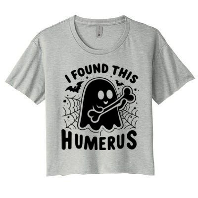 I Found This Humerus Halloween Ghost Humorous Saying Funny Funny Gift Women's Crop Top Tee