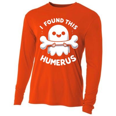 I Found This Humerus Halloween Ghost Bone Funny Humorous Gift Cooling Performance Long Sleeve Crew