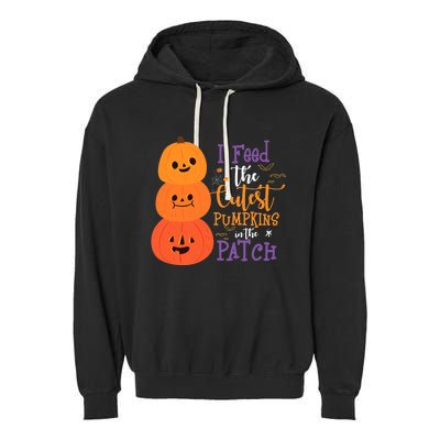 I Feed The Cutest Pumpkins In The Patch Halloween Lunch Lady Garment-Dyed Fleece Hoodie