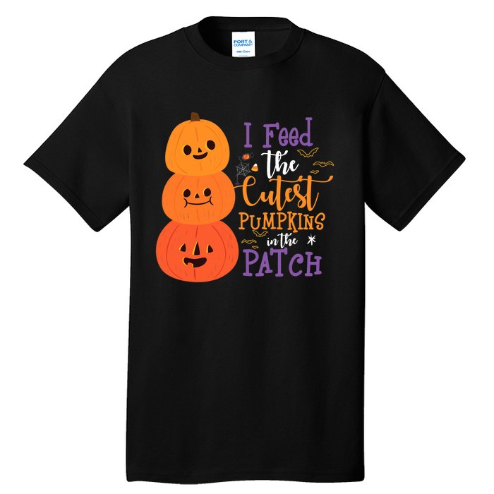 I Feed The Cutest Pumpkins In The Patch Halloween Lunch Lady Tall T-Shirt