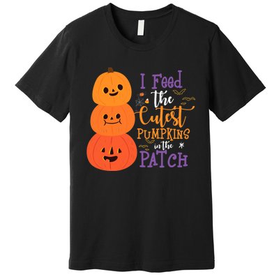 I Feed The Cutest Pumpkins In The Patch Halloween Lunch Lady Premium T-Shirt