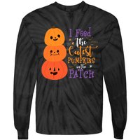 I Feed The Cutest Pumpkins In The Patch Halloween Lunch Lady Tie-Dye Long Sleeve Shirt