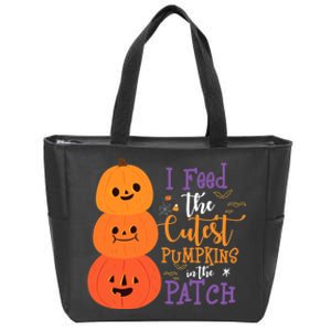 I Feed The Cutest Pumpkins In The Patch Halloween Lunch Lady Zip Tote Bag