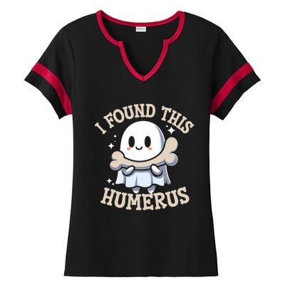 I Found This Humerus Halloween Ghost Bone Humorous Funny Gift Ladies Halftime Notch Neck Tee