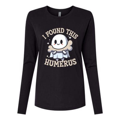 I Found This Humerus Halloween Ghost Bone Humorous Funny Gift Womens Cotton Relaxed Long Sleeve T-Shirt