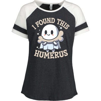 I Found This Humerus Halloween Ghost Bone Humorous Funny Gift Enza Ladies Jersey Colorblock Tee