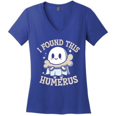 I Found This Humerus Halloween Ghost Bone Humorous Funny Gift Women's V-Neck T-Shirt