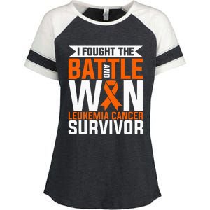 I Fought The Battle And Win Leukemia Cancer Survivor Enza Ladies Jersey Colorblock Tee