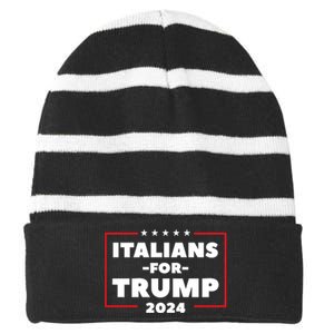 Italians For Trump 2024 Striped Beanie with Solid Band