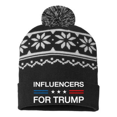 Influencers For Trump 2024 Funny Election Influencer Creator USA-Made Snowflake Beanie