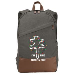 Im Fine Totally Fine Cat Christmas Light Cotton Canvas Backpack