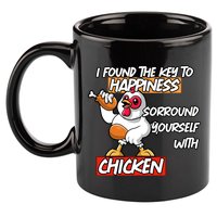 I Found The Key To Happiness, Surround Yourself With Chickens 11oz C Handle Ceramic Mug