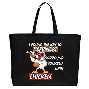 I Found The Key To Happiness, Surround Yourself With Chickens Cotton Canvas Jumbo Tote