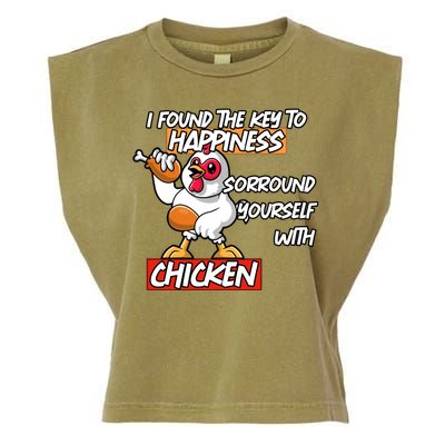 I Found The Key To Happiness, Surround Yourself With Chickens Garment-Dyed Women's Muscle Tee