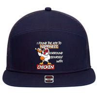 I Found The Key To Happiness, Surround Yourself With Chickens 7 Panel Mesh Trucker Snapback Hat