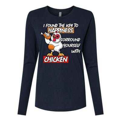 I Found The Key To Happiness, Surround Yourself With Chickens Womens Cotton Relaxed Long Sleeve T-Shirt