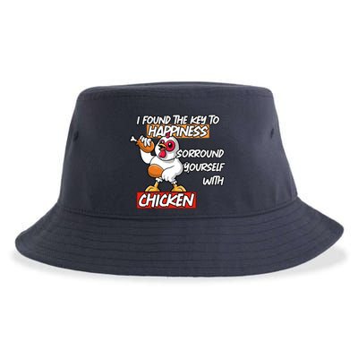 I Found The Key To Happiness, Surround Yourself With Chickens Sustainable Bucket Hat