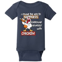 I Found The Key To Happiness, Surround Yourself With Chickens Baby Bodysuit