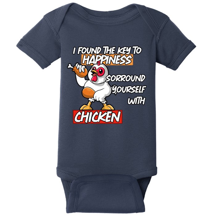 I Found The Key To Happiness, Surround Yourself With Chickens Baby Bodysuit