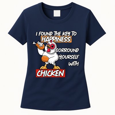 I Found The Key To Happiness, Surround Yourself With Chickens Womens T-Shirt