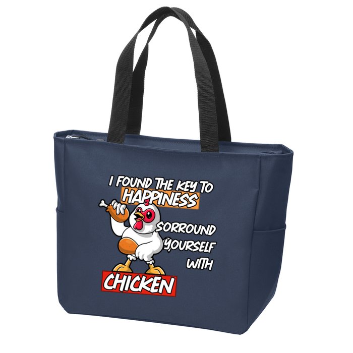 I Found The Key To Happiness, Surround Yourself With Chickens Zip Tote Bag