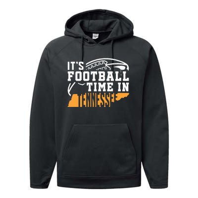 ItS Football Time In Tennessee Orange And White Performance Fleece Hoodie