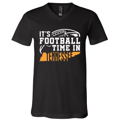 ItS Football Time In Tennessee Orange And White V-Neck T-Shirt