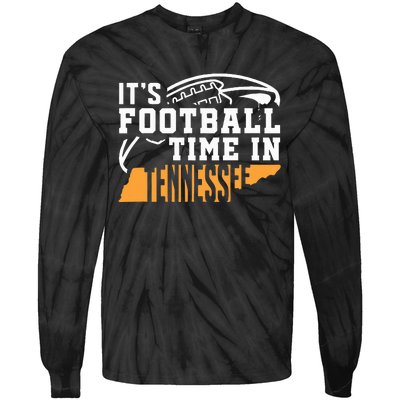 ItS Football Time In Tennessee Orange And White Tie-Dye Long Sleeve Shirt