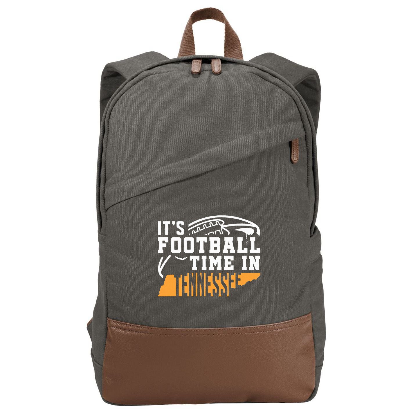 ItS Football Time In Tennessee Orange And White Cotton Canvas Backpack
