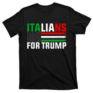 Italians For Trump Usa Flag Trump 2024 Elections Pro Trump T-Shirt