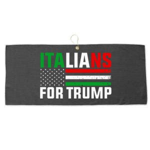 Italians For Trump Usa Flag Trump 2024 Elections Pro Trump Large Microfiber Waffle Golf Towel