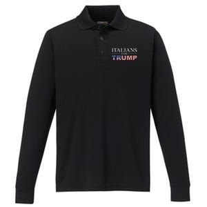 Italians For Trump Donald Trump 2024 Elections Gift Performance Long Sleeve Polo