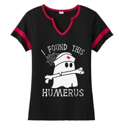 I Found This Humerus Funny Ghost Nurse Halloween Ladies Halftime Notch Neck Tee